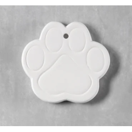 Ceramic Bisque Paw Print Ornament
